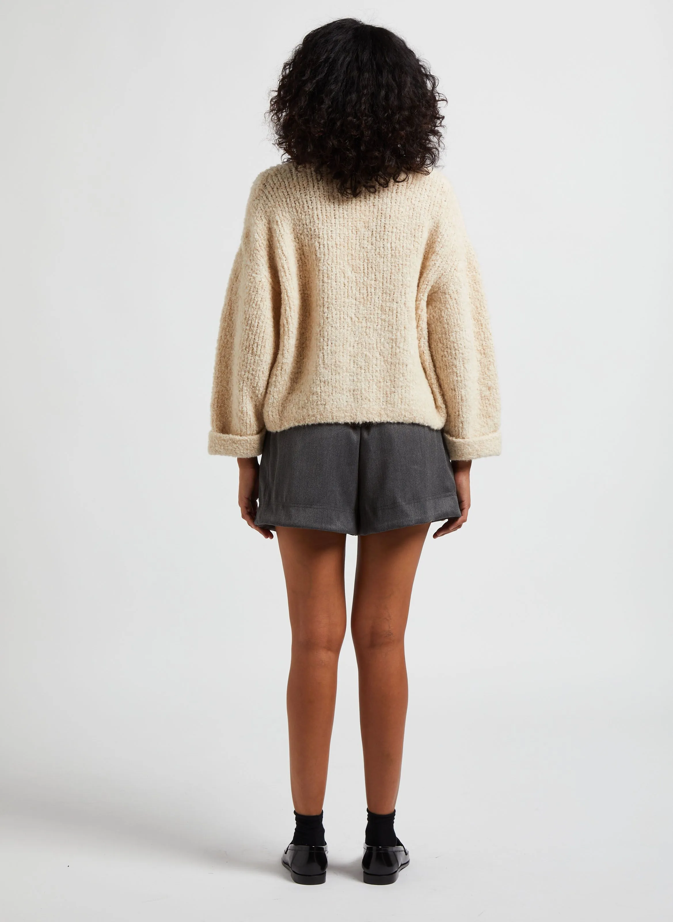 AMERICAN VINTAGE ZOLLY - Jersey holgado de lana con cuello redondo en beige
