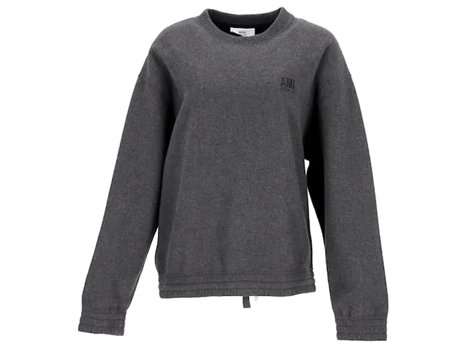 AMI Paris Alexandre Mattiussi Jersey con cuello redondo de algodón gris 