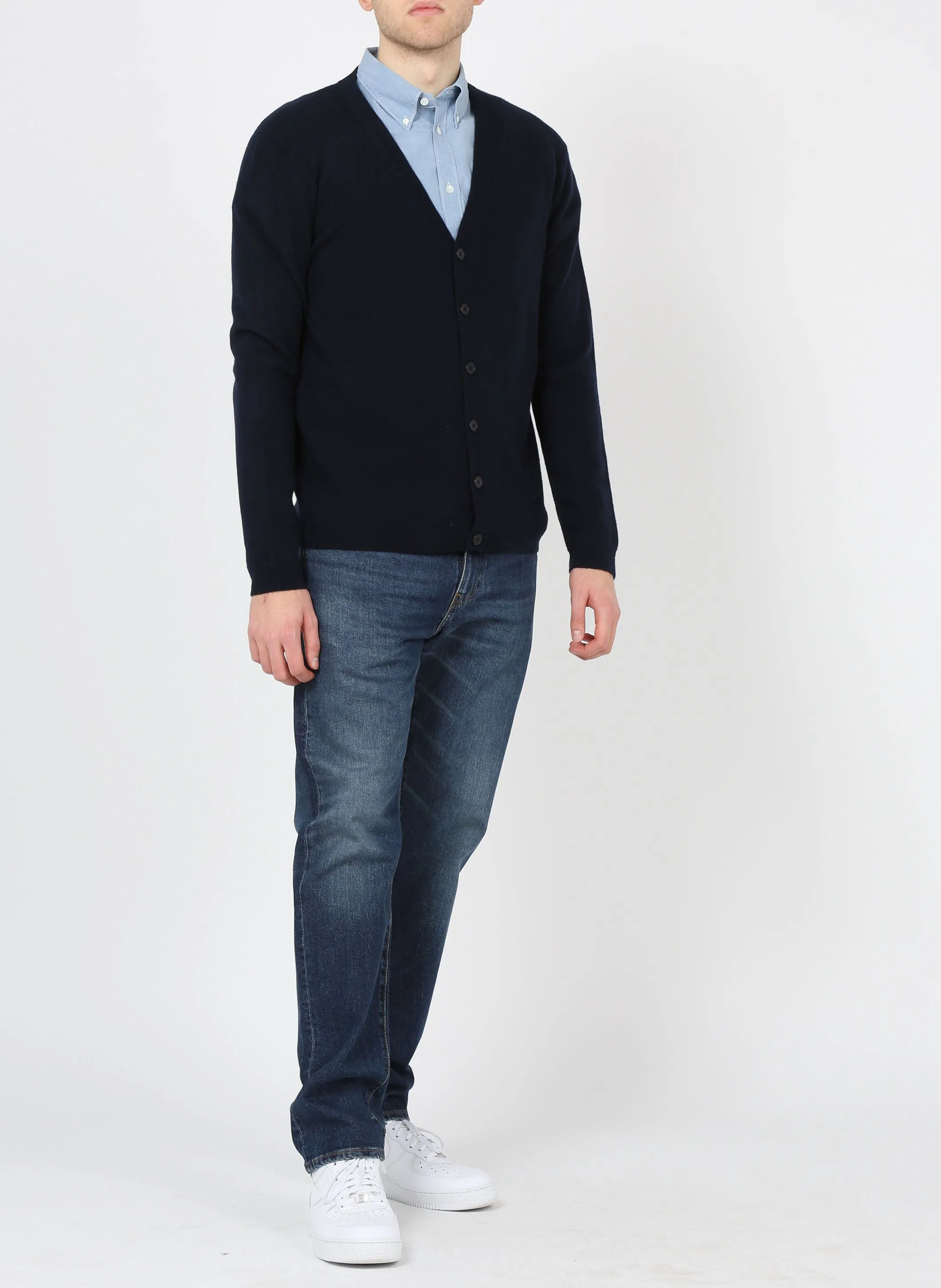 AU PRINTEMPS PARIS YVAN - Cárdigan de cachemira regular fit con cuello de pico en azul