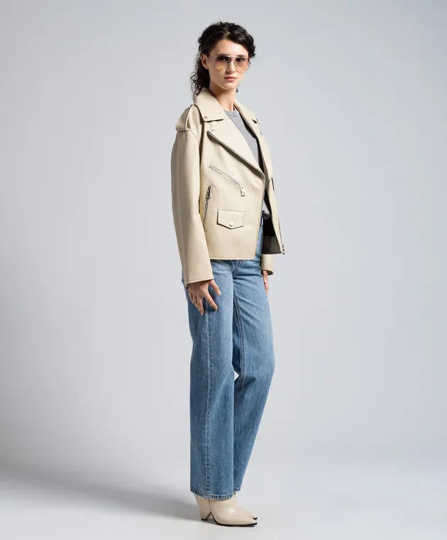 Babe Pay Pls Beige leather jacket