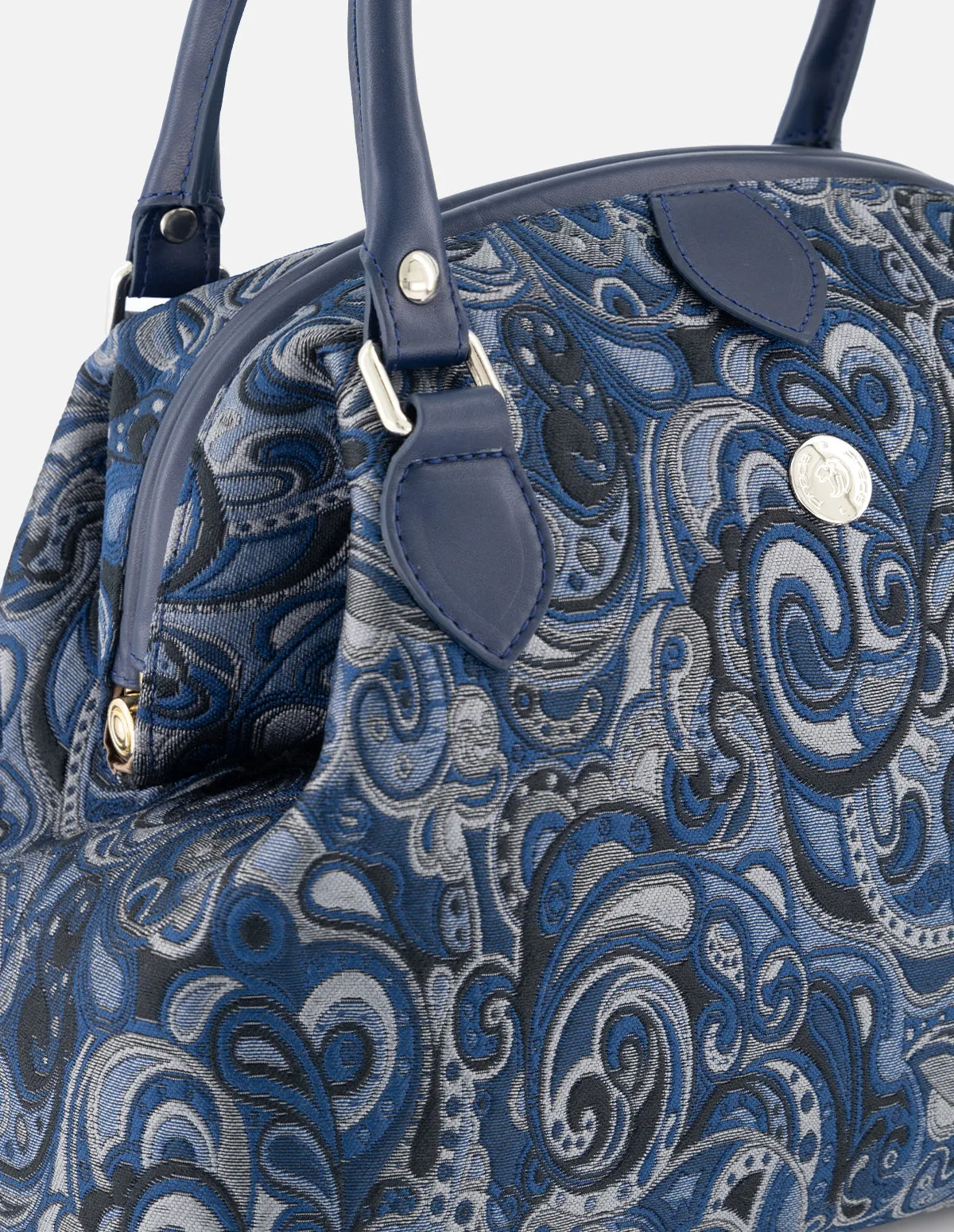 Bolso bowling de textil estampado goblino para mujer color azul