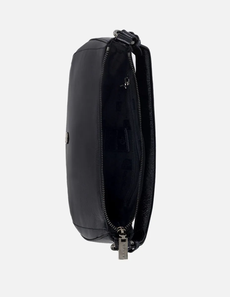 Bolso de hombro de charol color azul para mujer