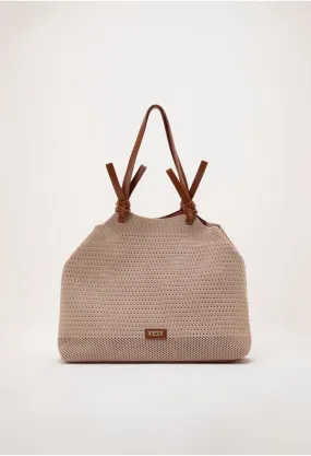Bolso de hombro knit con amarre en asas unic beige