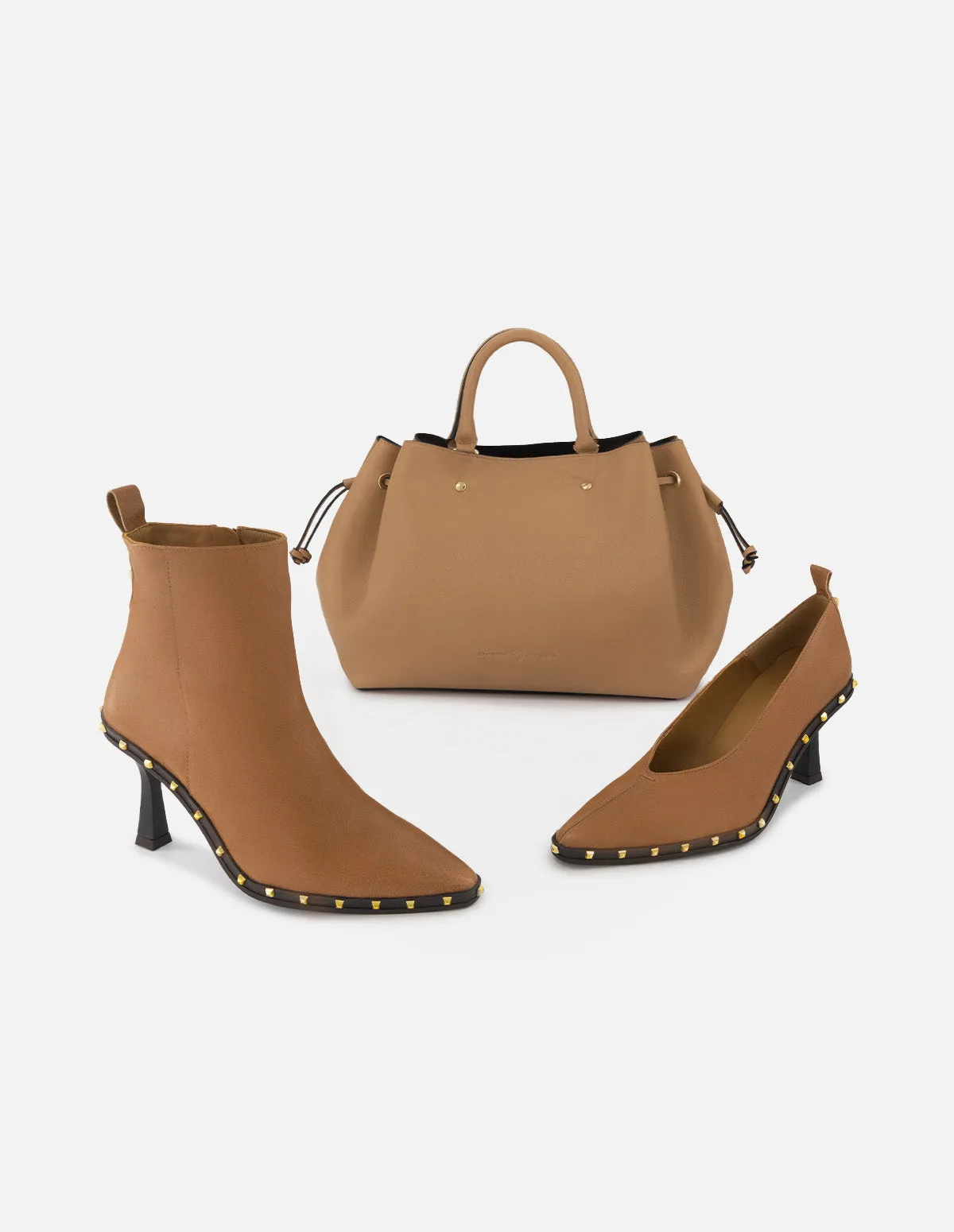 Bolso de mano de piel napa para mujer color cuero