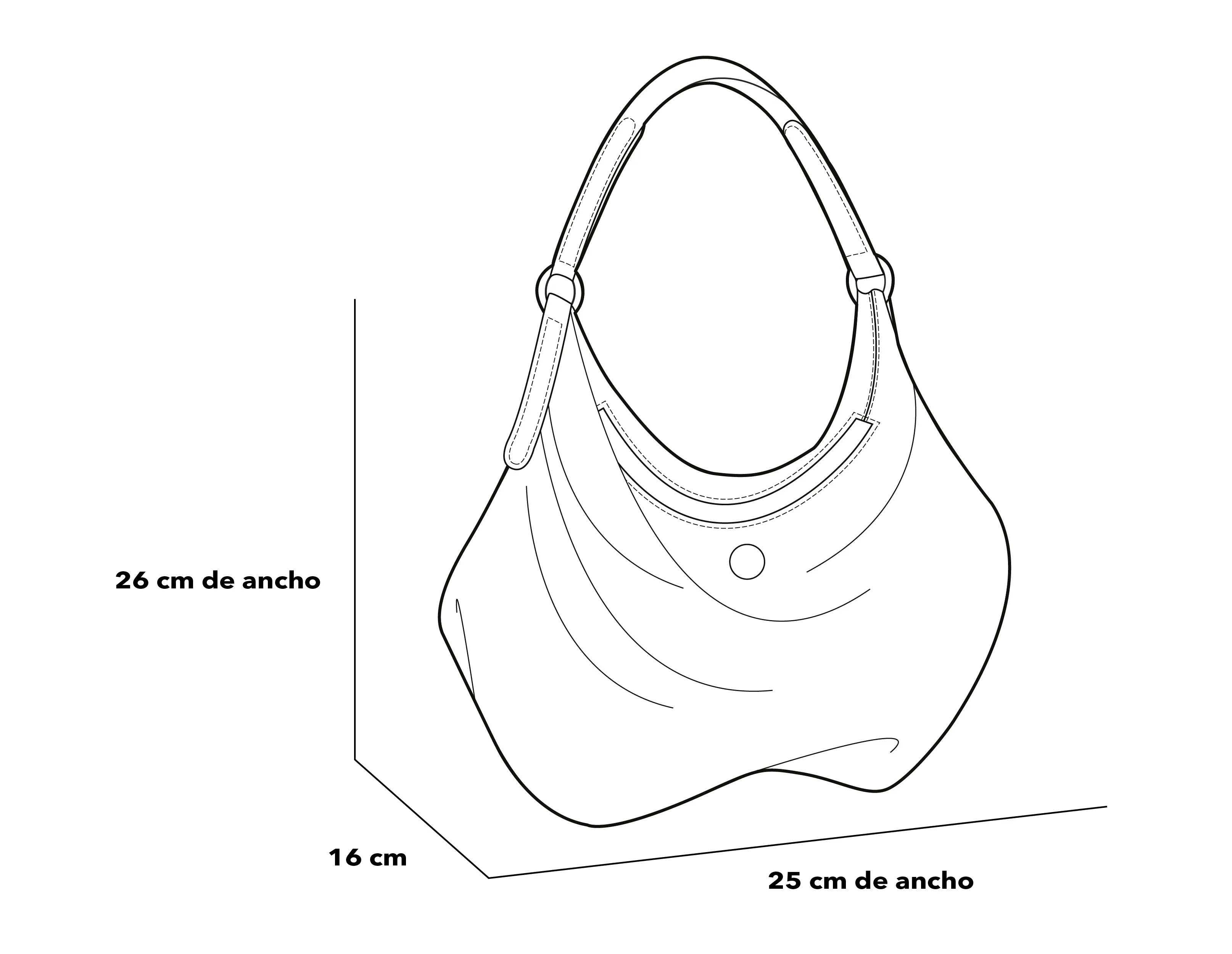 Bolso hobo de textil color negro para mujer con correa en charol