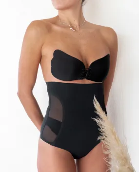 Calzón Bikini Reductor Alto con Mallas en los costados Negro