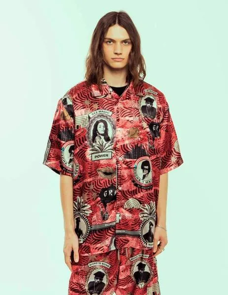 Camisa GRIMEY SUPASTAR SATIN BUTTON UP - Red