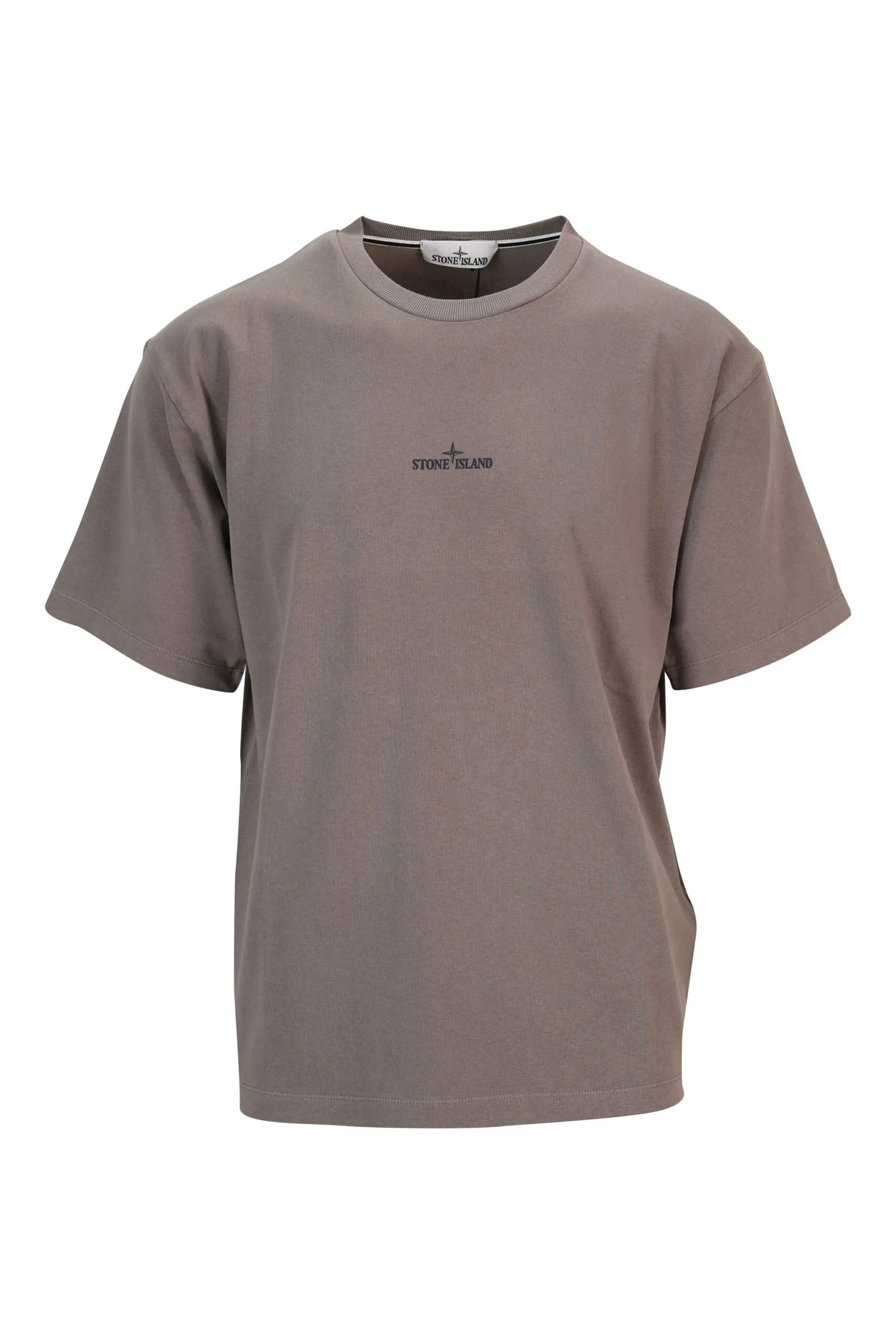 Camiseta gris con logo pequeño negro