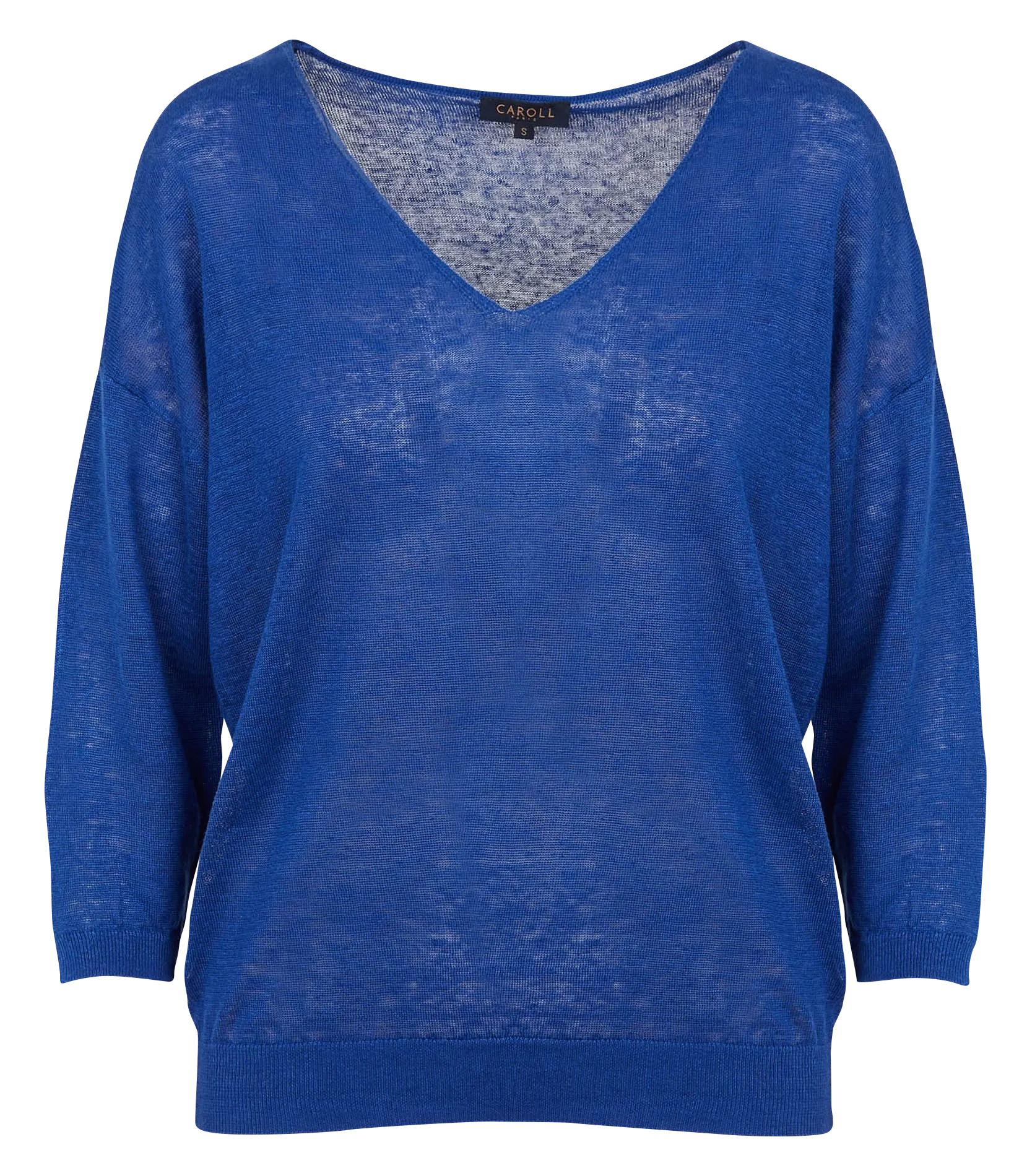 CAROLL ALICIA - Jersey de lino con cuello de pico en azul