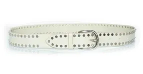 Cinturón de ante ecru Isabel Marant con tachuelas plateadas Blanco 