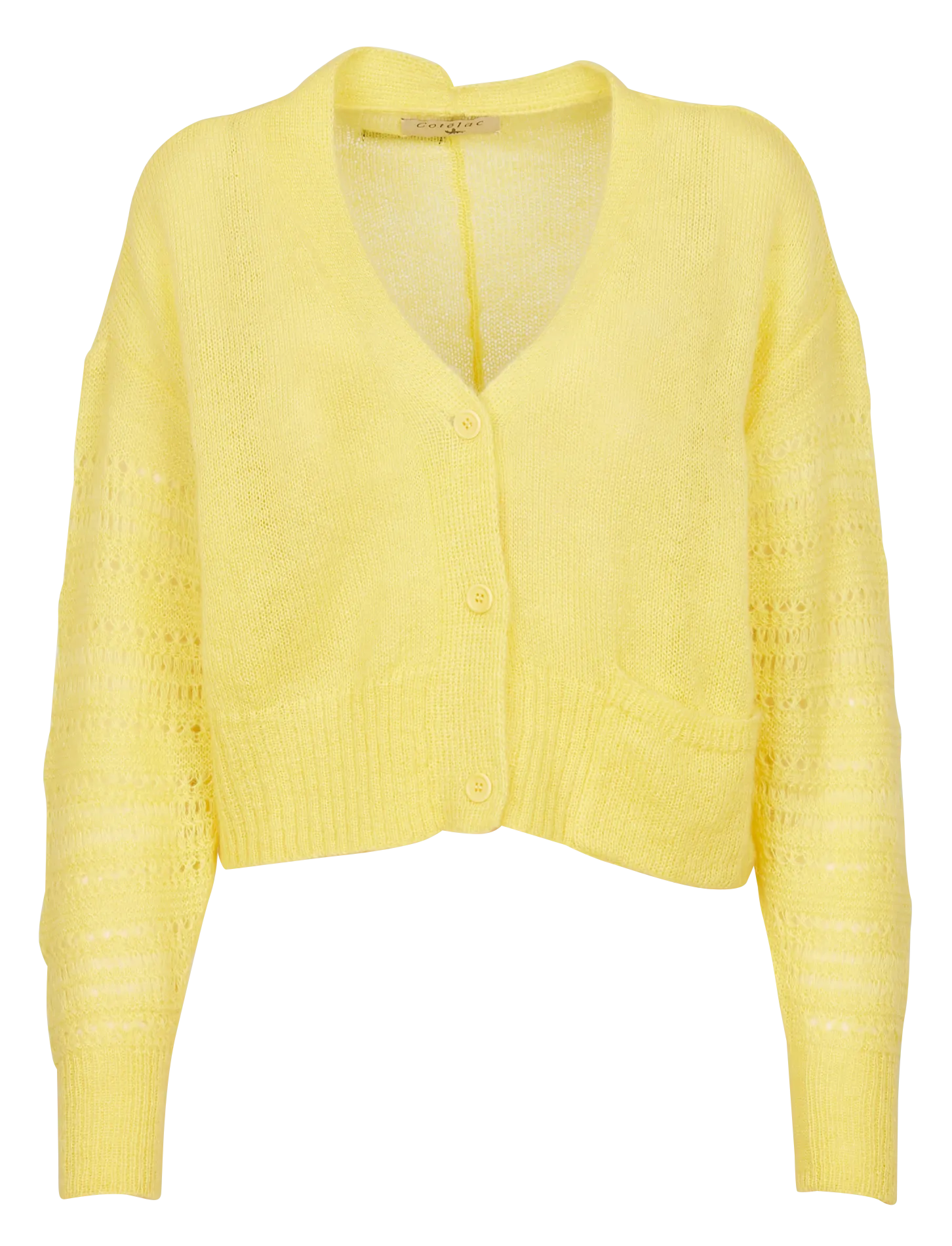COTELAC Cárdigan corto de mezcla de lana y mohair en amarillo