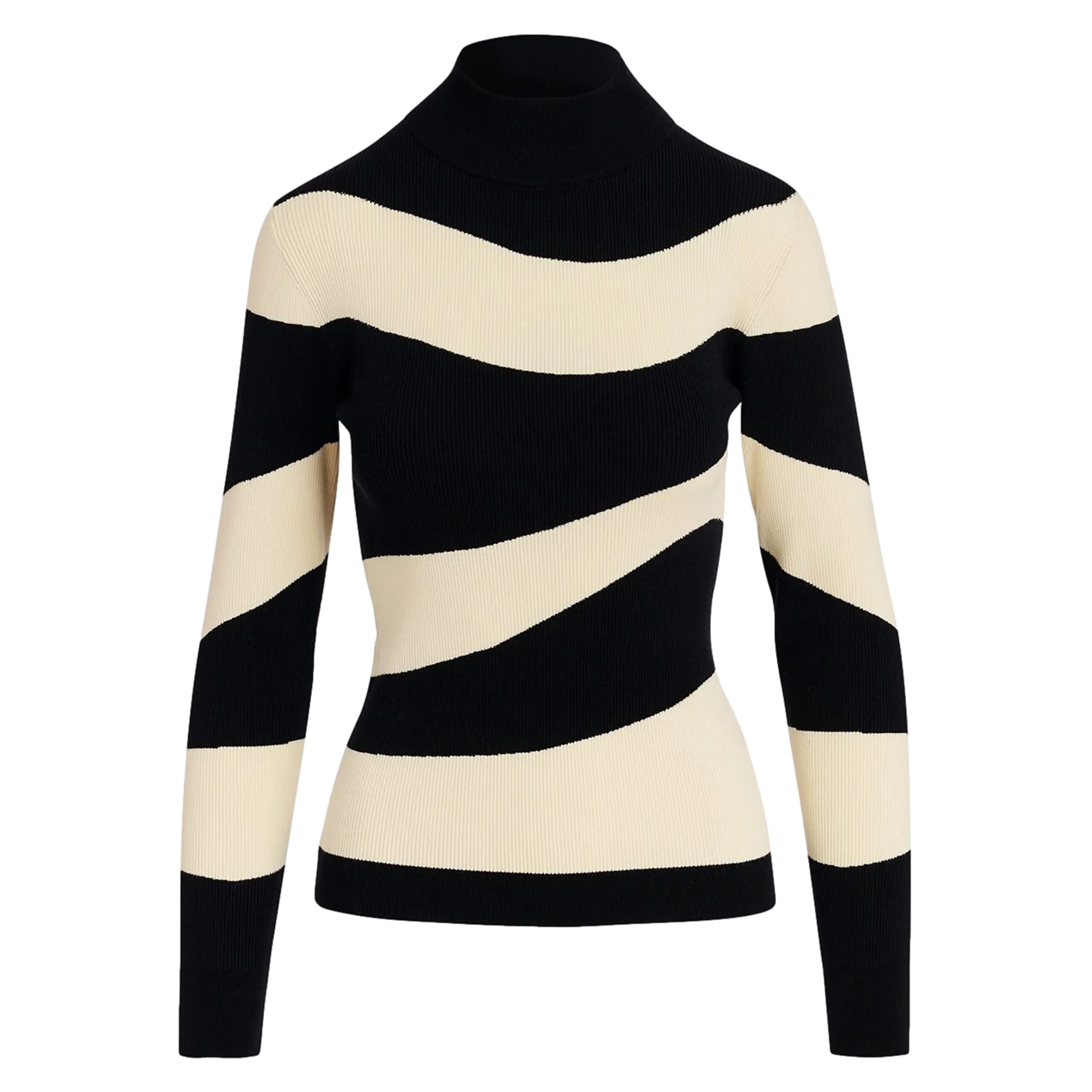 ESSENTIEL ANTWERP GOOSE - Jersey ajustado con cuello alto a rayas en negro