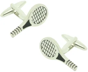 Gemelos para camisa raqueta de tenis plateada