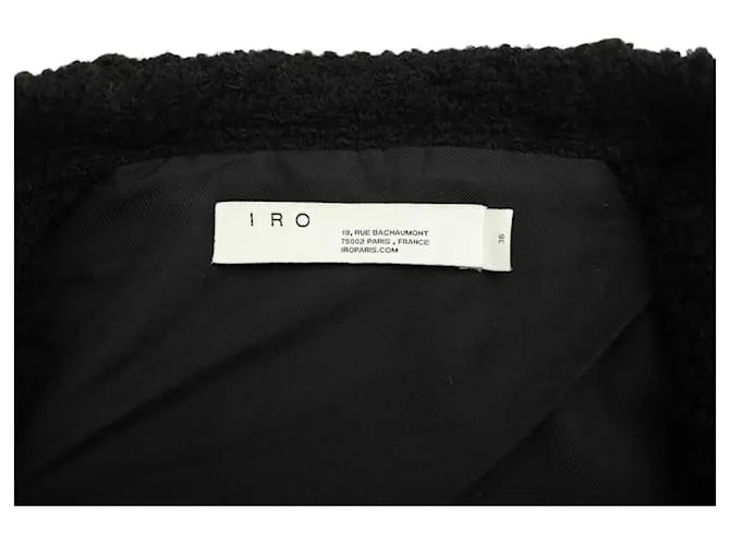 IRO Vipeana Cárdigan entallado de punto de lana boucle negro con cinturón Lado de la chaqueta 36 