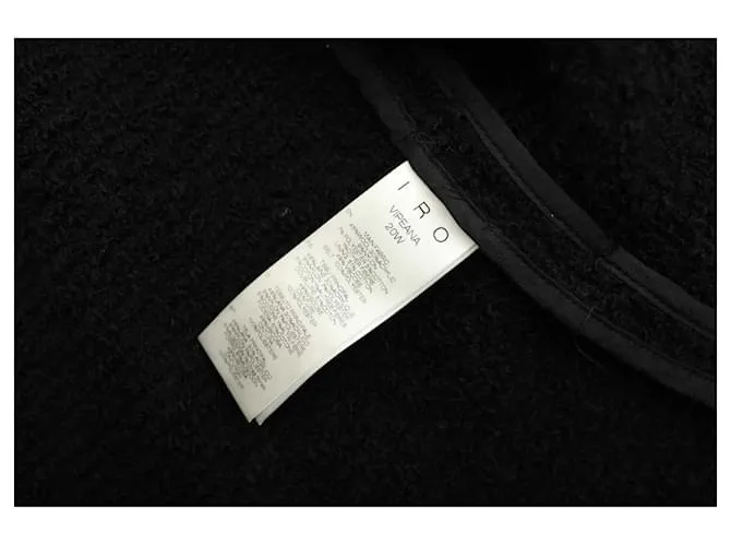 IRO Vipeana Cárdigan entallado de punto de lana boucle negro con cinturón Lado de la chaqueta 36 