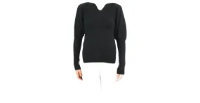 Khaite Jersey negro con mangas abullonadas y canalé de lana merino - talla S 