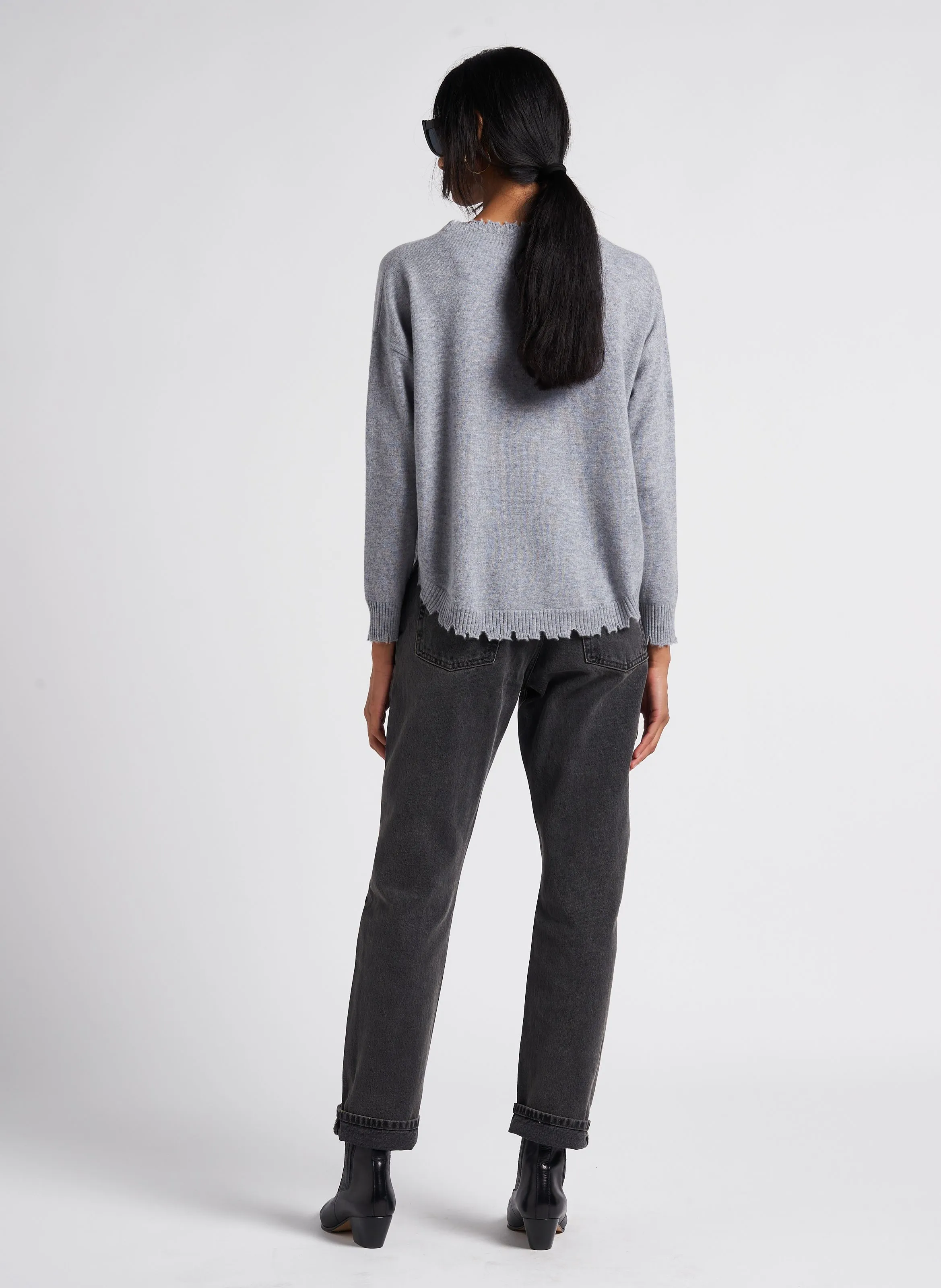 KUJTEN MELA - Jersey oversize de punto de cachemira en gris
