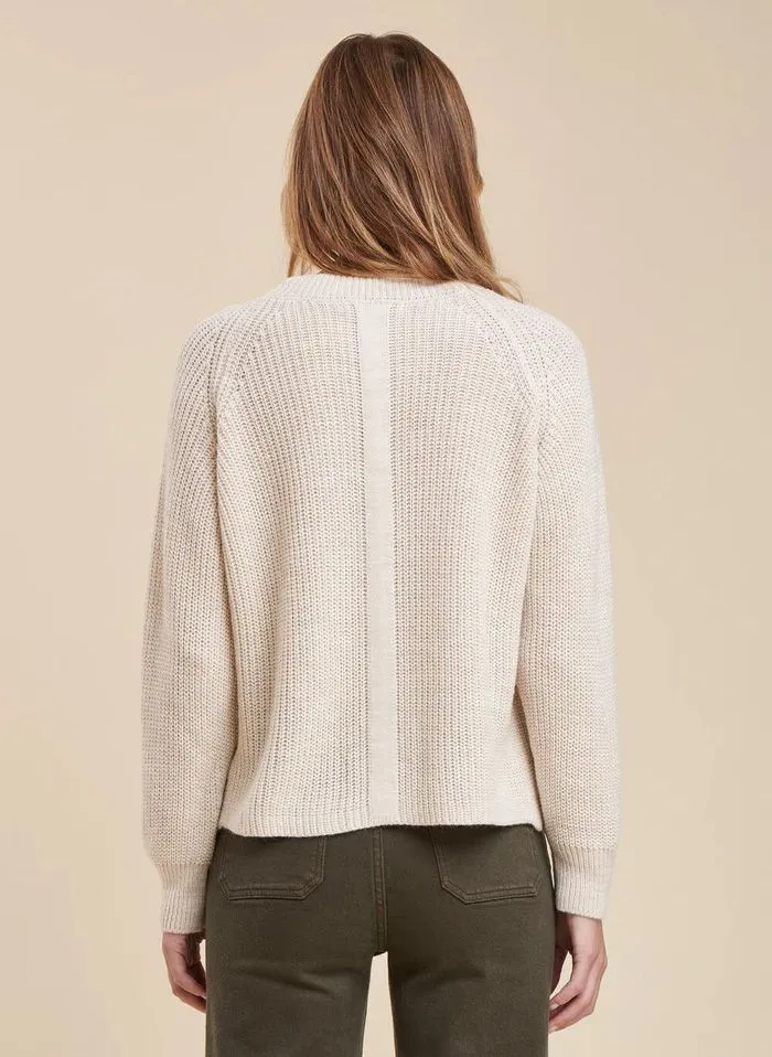 LA FEE MARABOUTEE Jersey holgado de mezcla de punto con cuello redondo en blanco