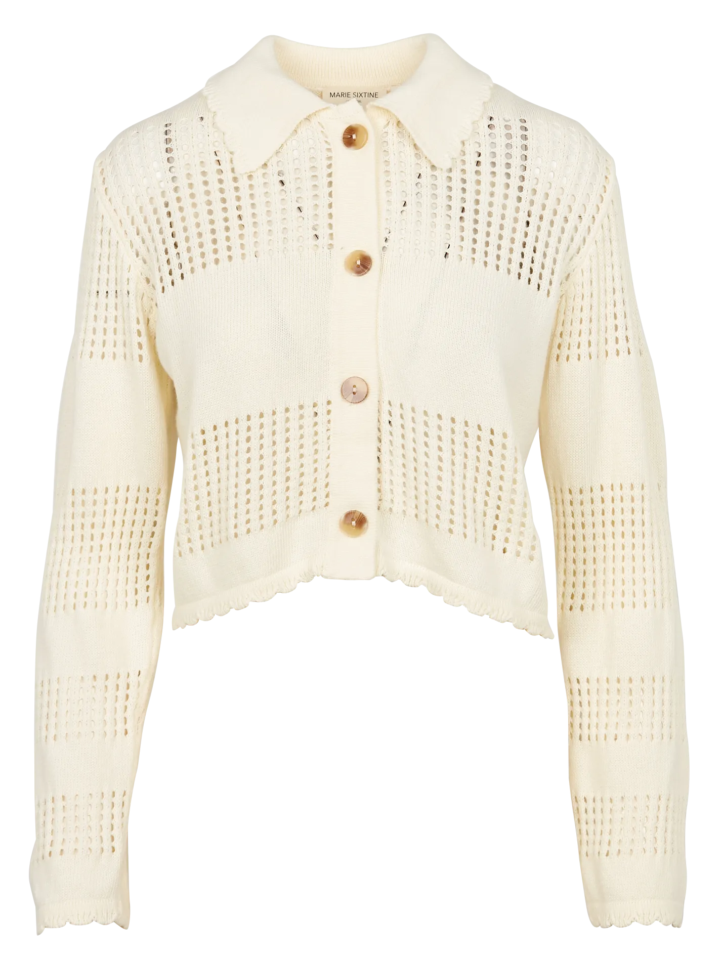 MARIE SIXTINE GINETTE - Cárdigan recto de punto calado en blanco