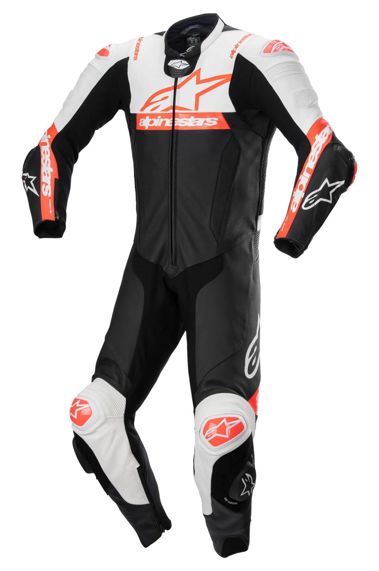 Mono de Moto Alpinestars Missile V2 Ward 1 PC Negro-Blanco-Rojo Fluo 