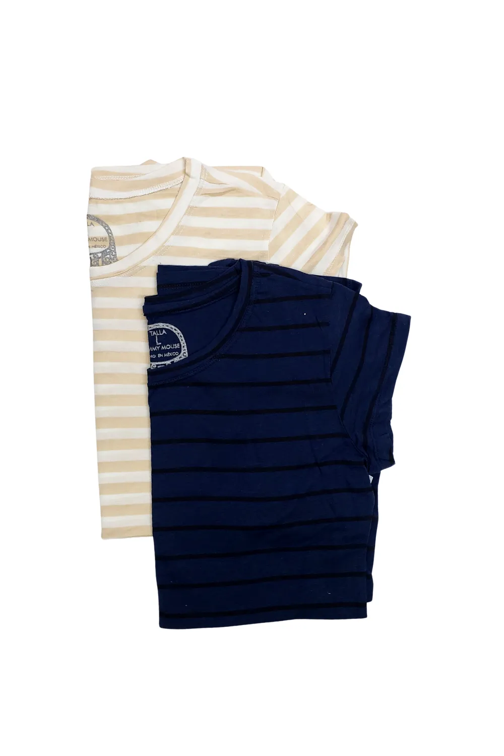 Pack 2 Blusa Maternidad Básica Manga corta. BEIGE-RAYAS/MARINO-RAYAS