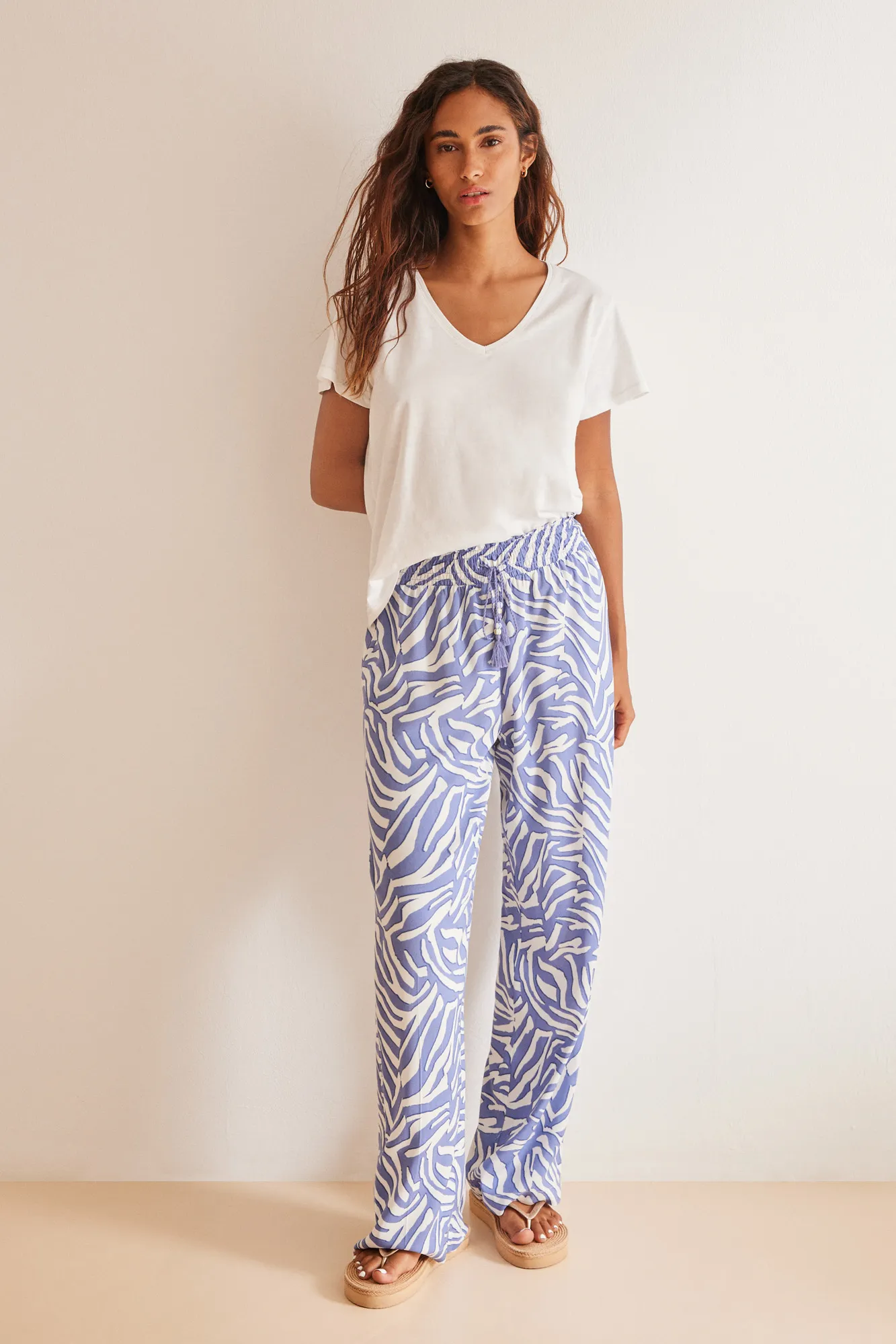 Pantalones estampado cebra azul