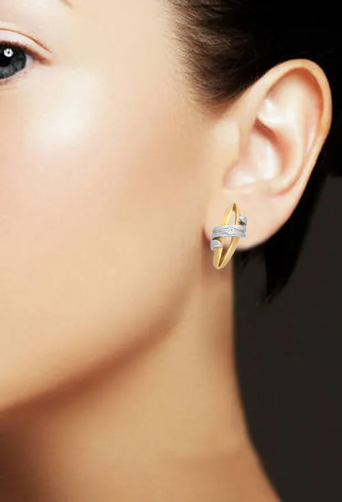 Pendientes de oro bicolor 18k con circonitas 146_1797-P