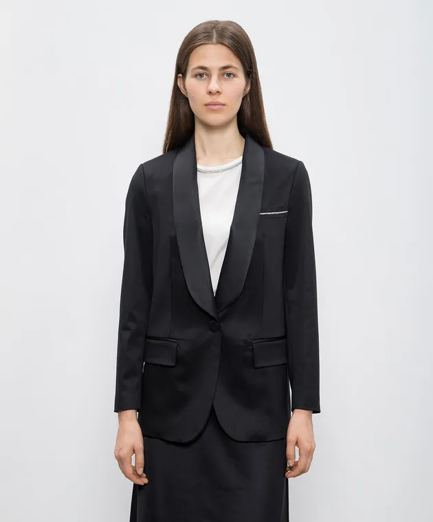 Peserico Black jacket with monil chain
