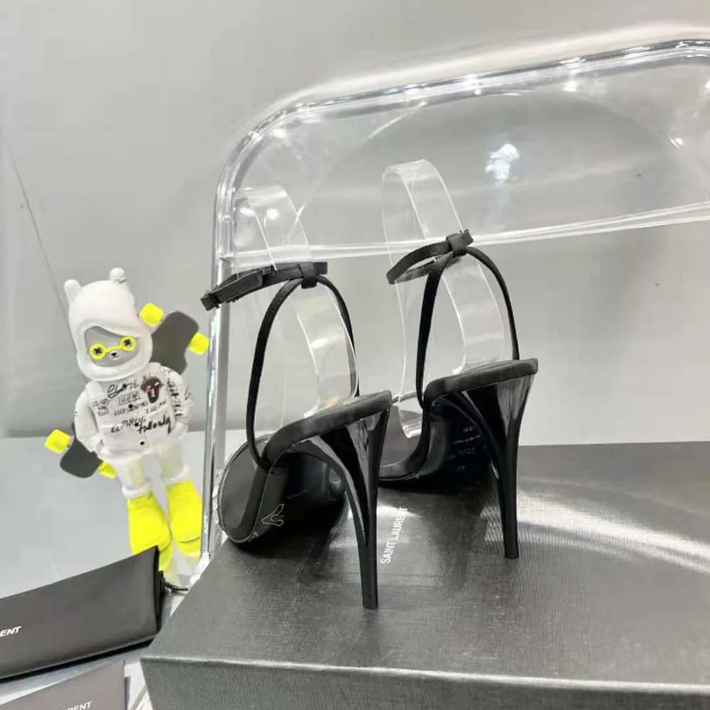 Saint Laurent YSL Sandalias Gloria Mujer de Satén Crepé con Pedrería