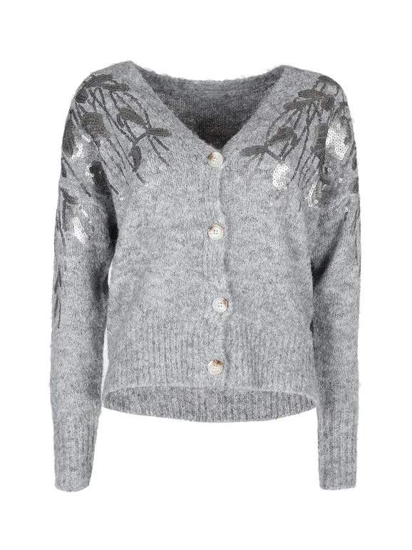 Solada Cárdigan de punto para mujer con botones y lentejuelas.