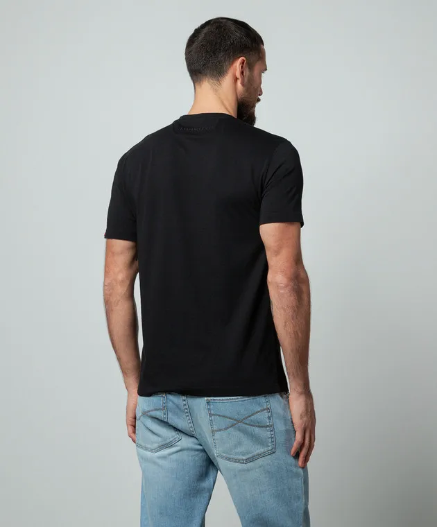 Stefano Ricci Black T-shirt with embroidery