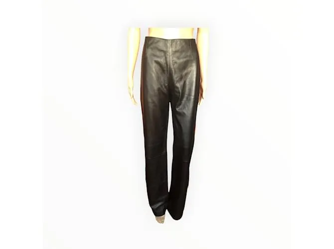 Thierry Mugler MUGLER Pantalones T.fr 38 Cuero Negro 