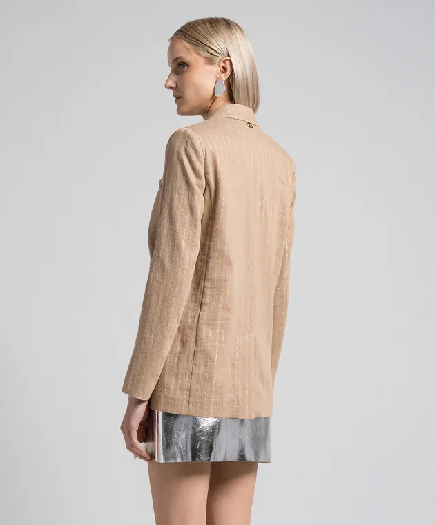 Twinset Brown jacket with striped linen