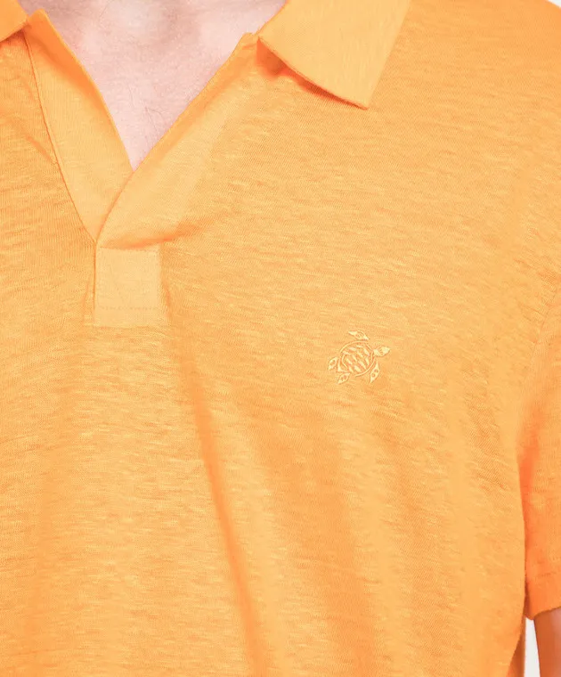 Vilebrequin Pyramid linen polo shirt in orange