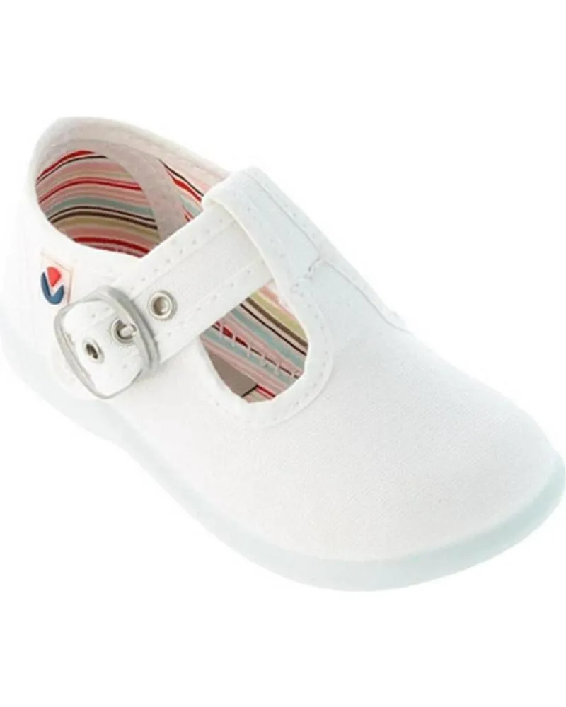 Zapatos VICTORIA  de Niño PEPITO HEBILLA LONA  BLANCO